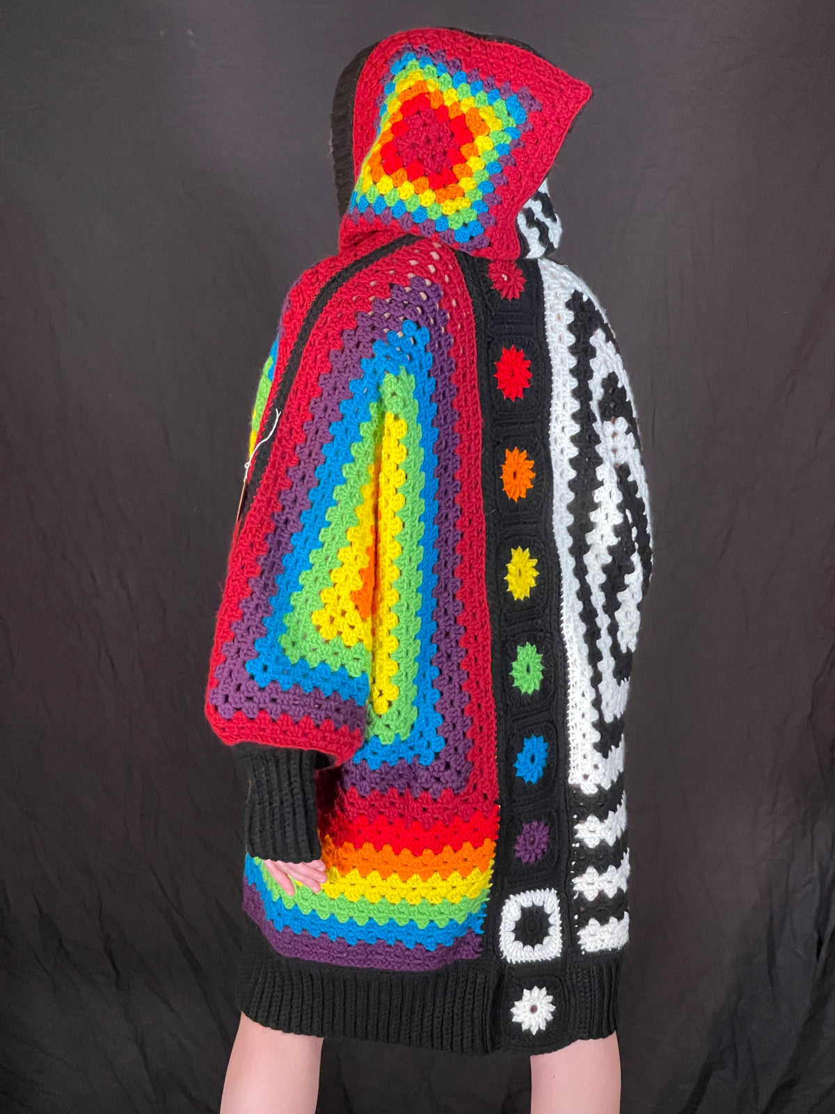 Rainbow Black n White Hexigon Cardigan
