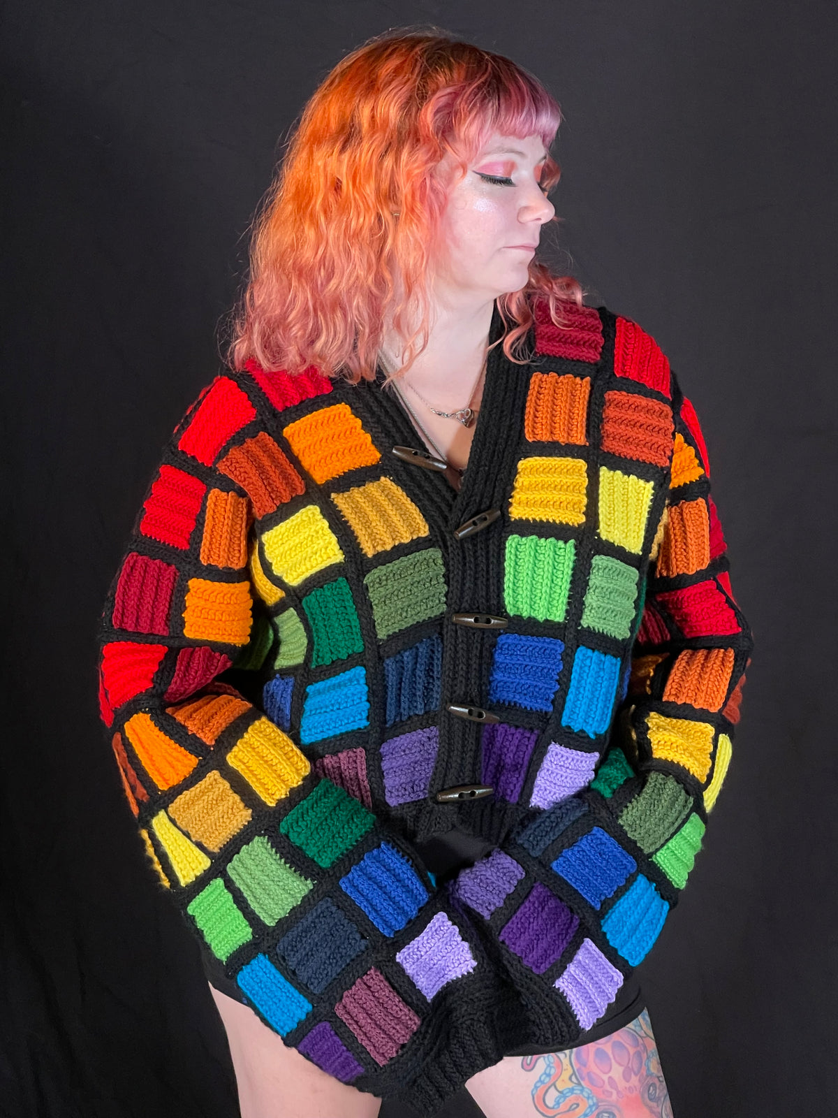 Rainbow Tile Crop Cardigan