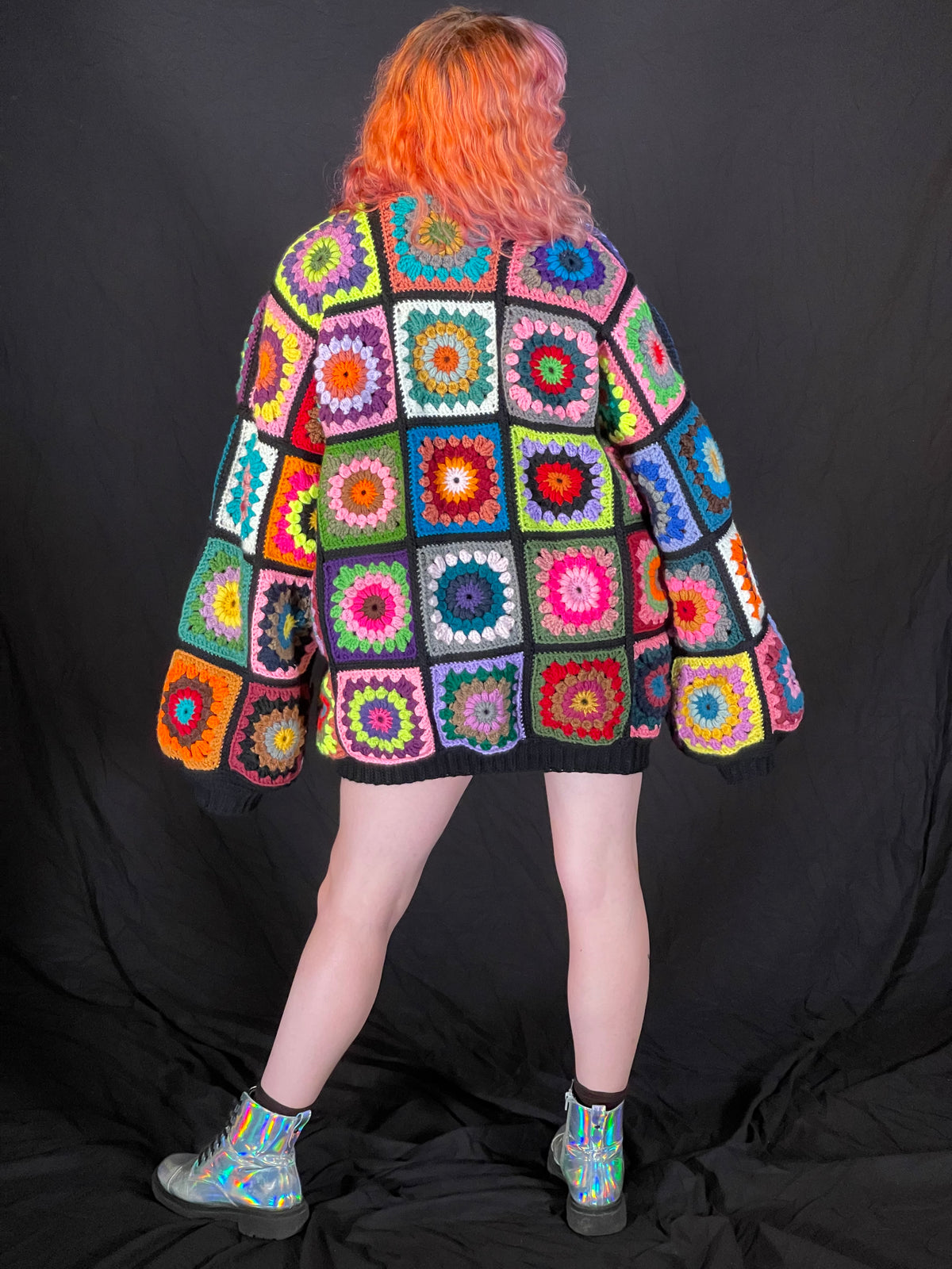Random ColorPull Granny Square Cardigan