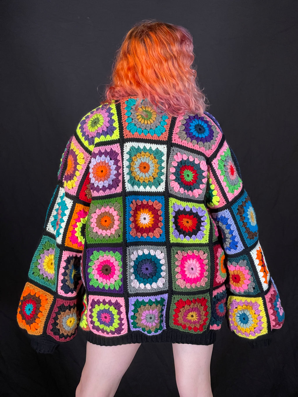 Random ColorPull Granny Square Cardigan