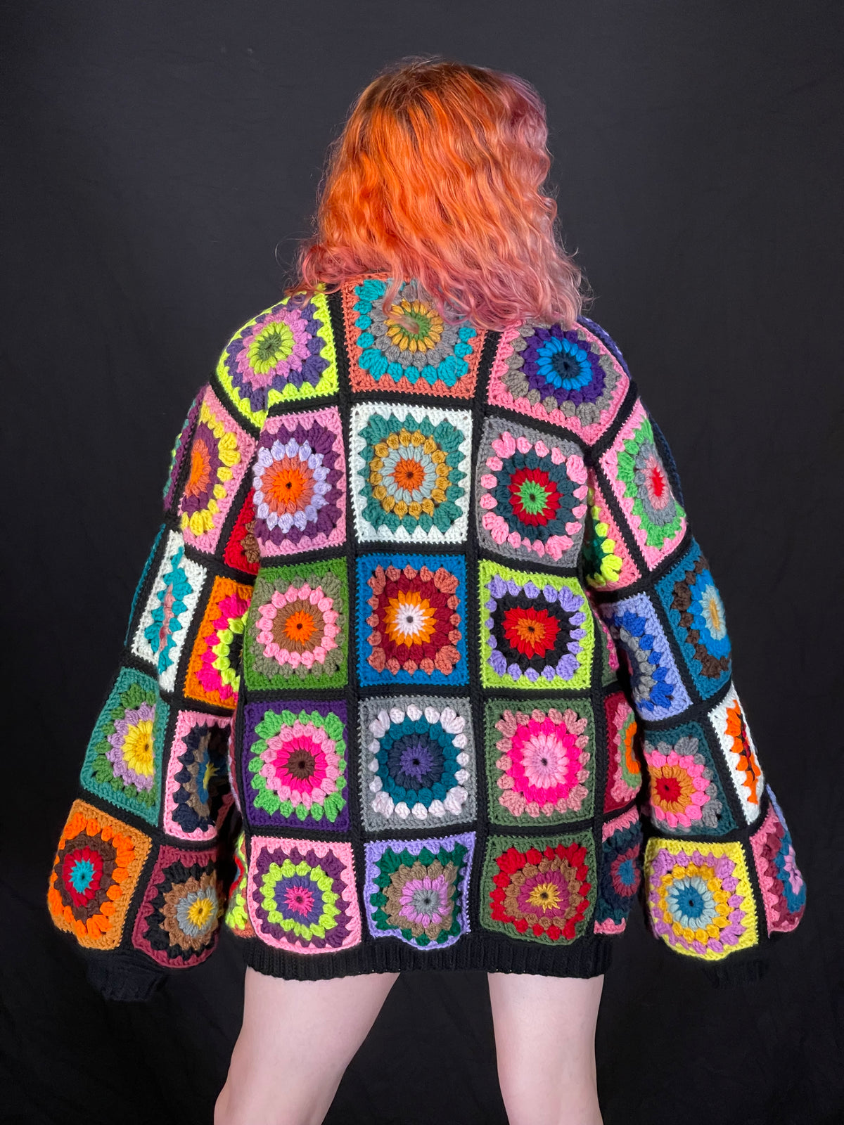 Random ColorPull Granny Square Cardigan