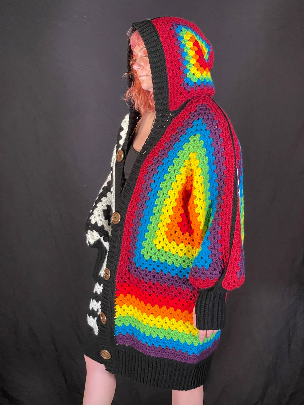 Rainbow Black n White Hexigon Cardigan