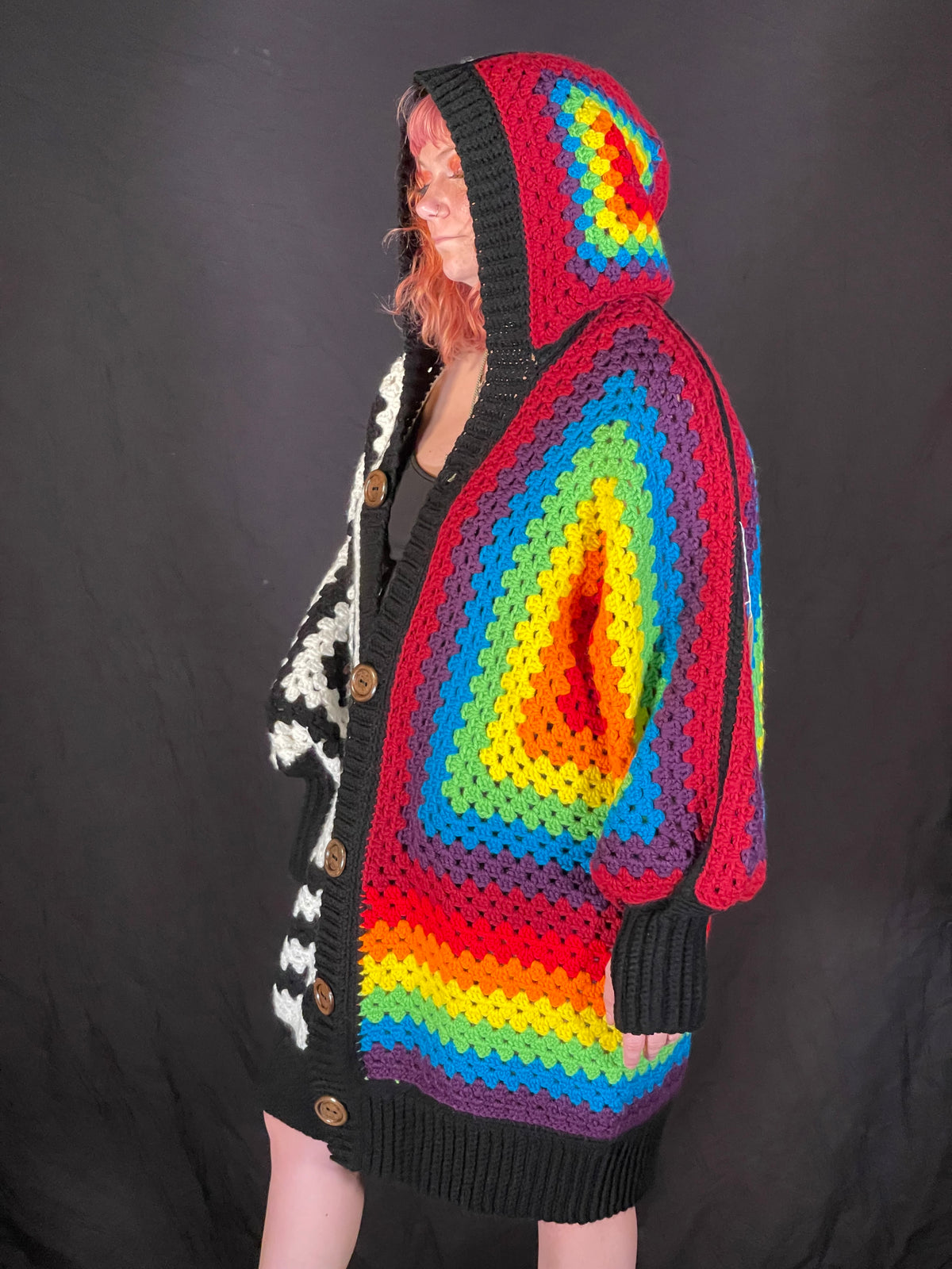 Rainbow Black n White Hexigon Cardigan