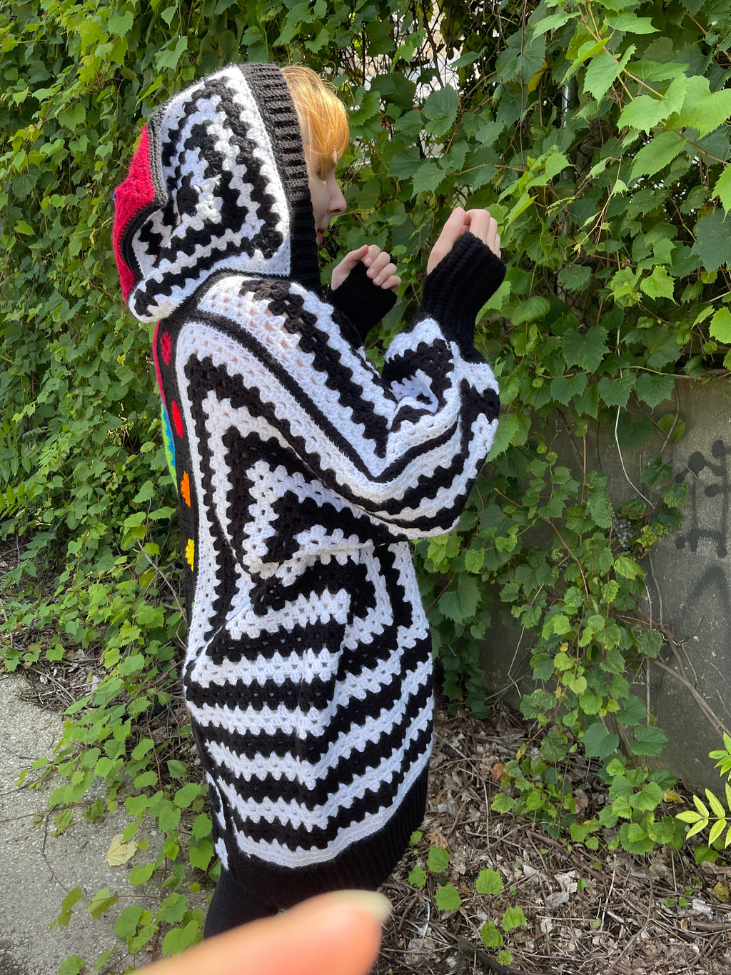 Rainbow Black n White Hexigon Cardigan