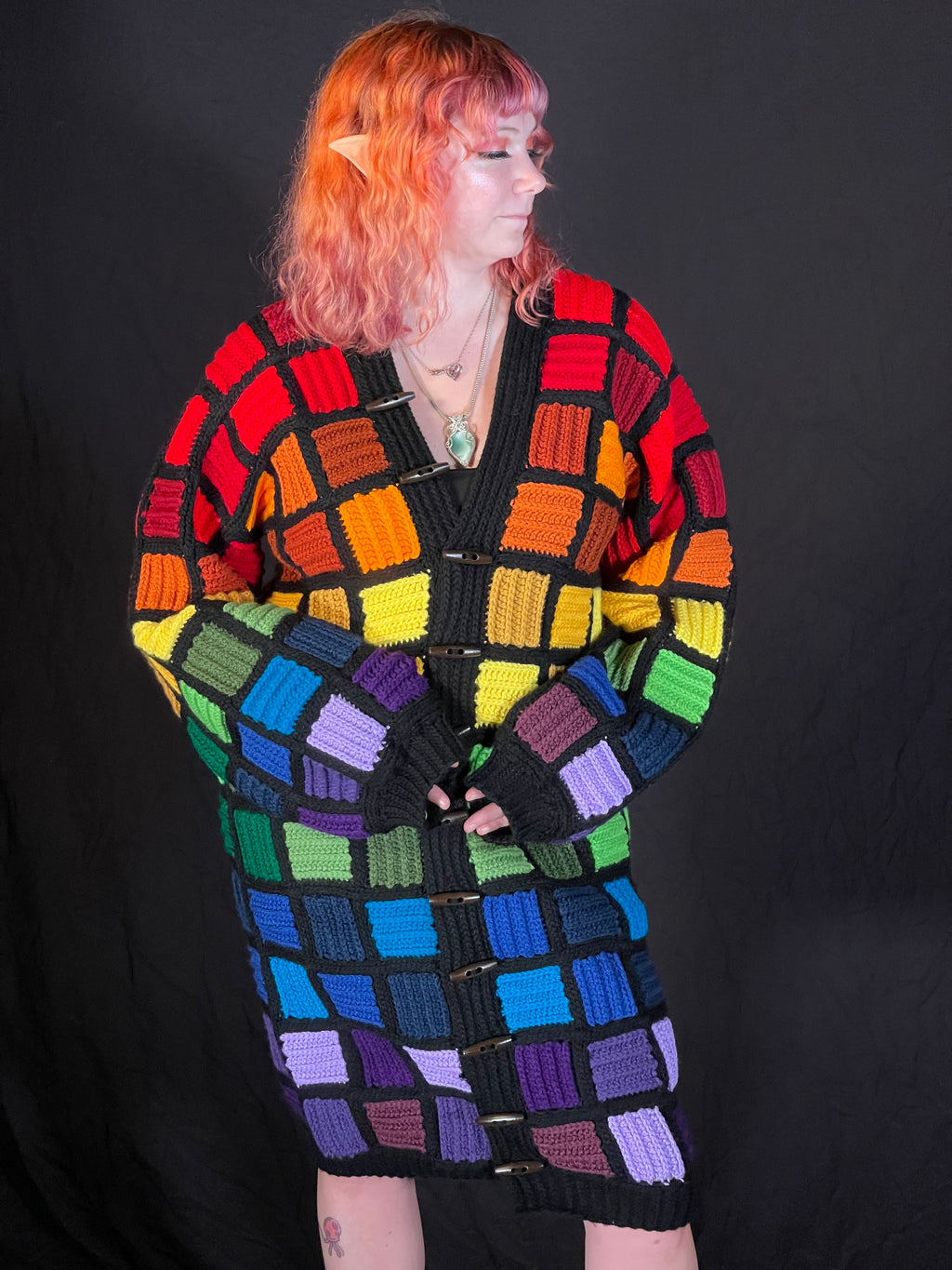 Rainbow Tile Long Cardigan