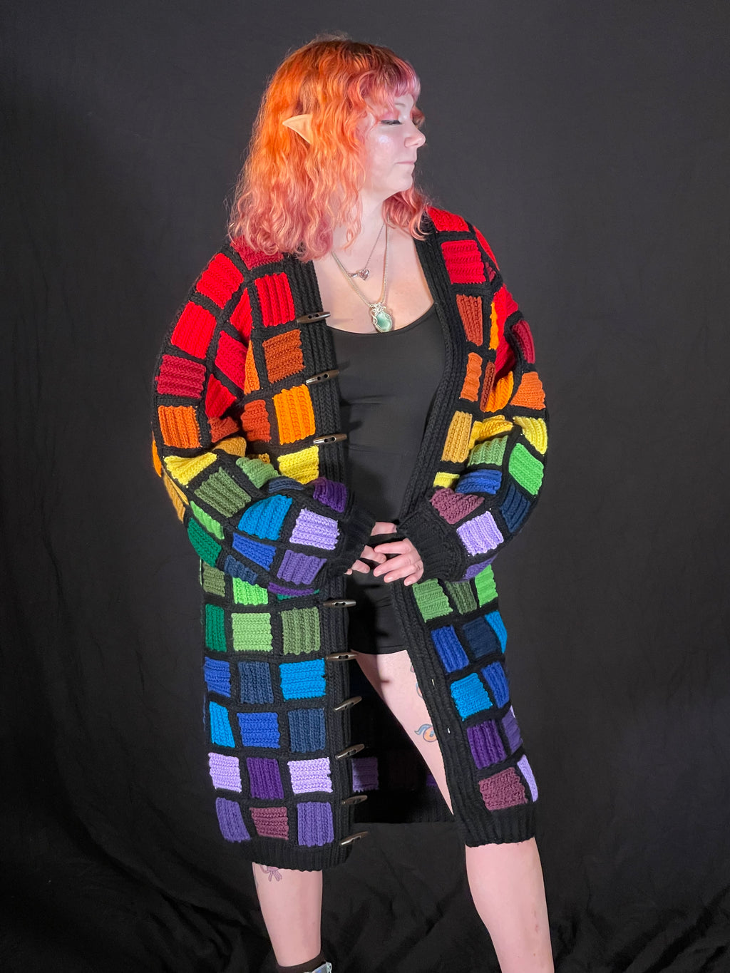 Rainbow Tile Long Cardigan