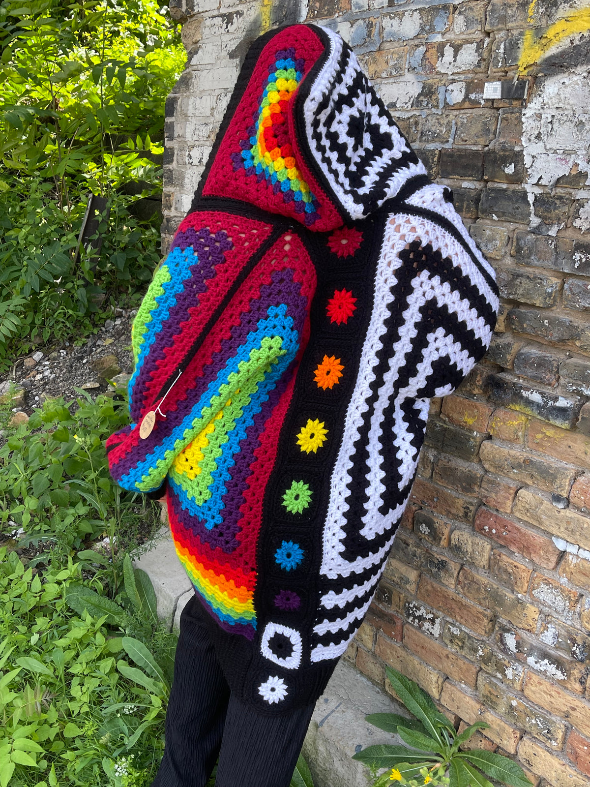 Rainbow Black n White Hexigon Cardigan