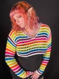 Neon Rainbow/White Crop Sweater