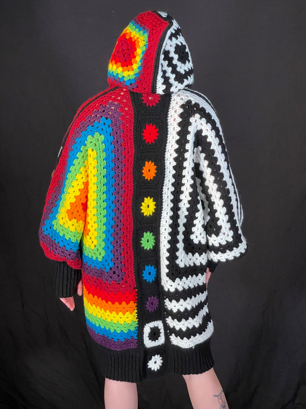 Rainbow Black n White Hexigon Cardigan