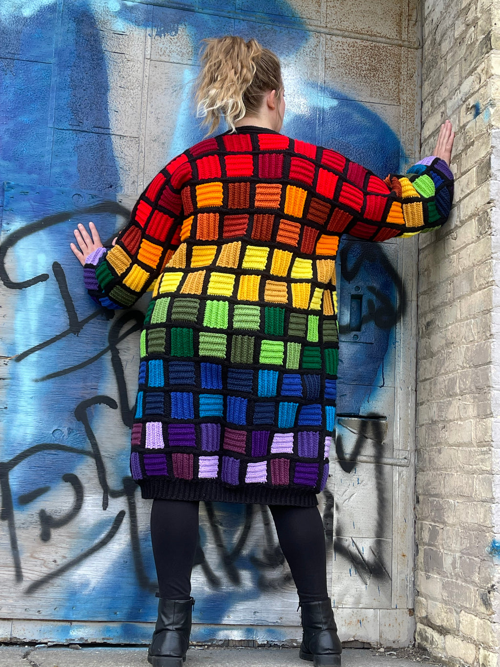 Rainbow Tile Long Cardigan