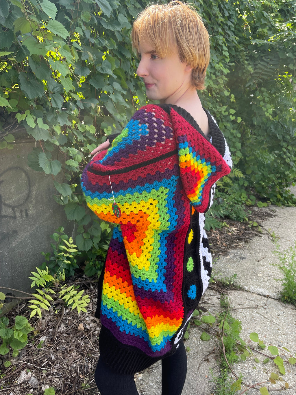 Rainbow Black n White Hexigon Cardigan