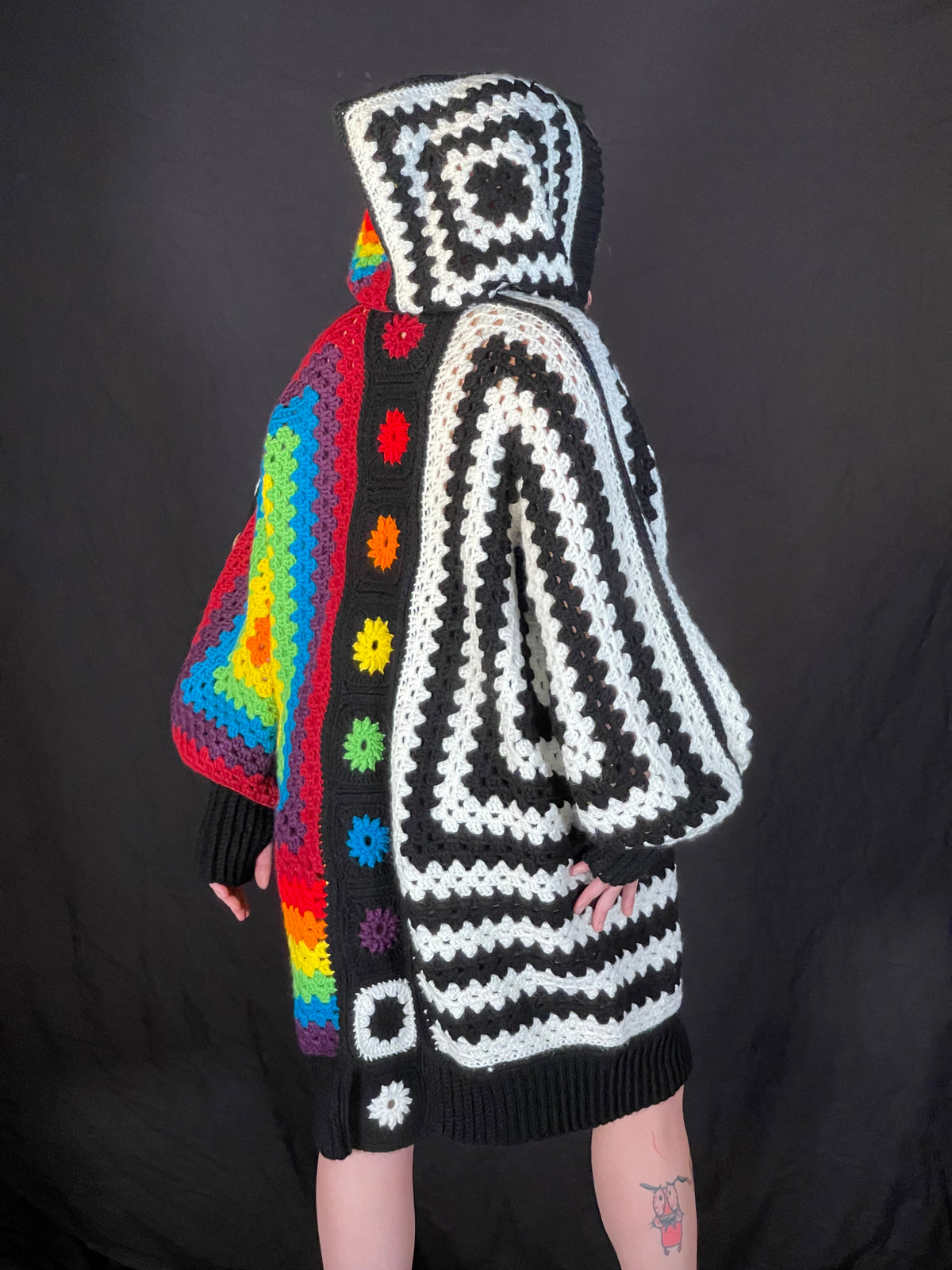 Rainbow Black n White Hexigon Cardigan