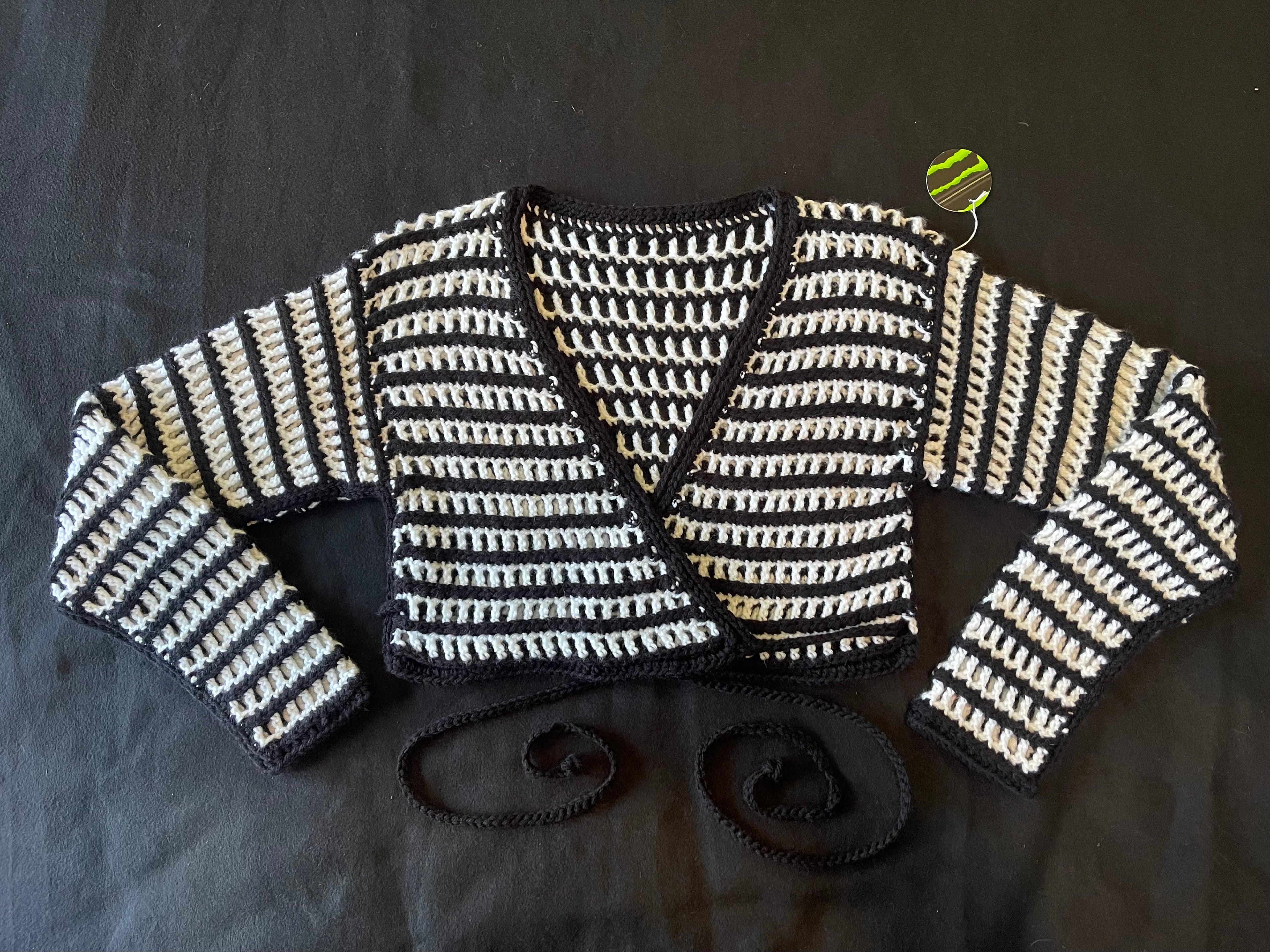 Black & White Stripe Wrap Crop Sweater