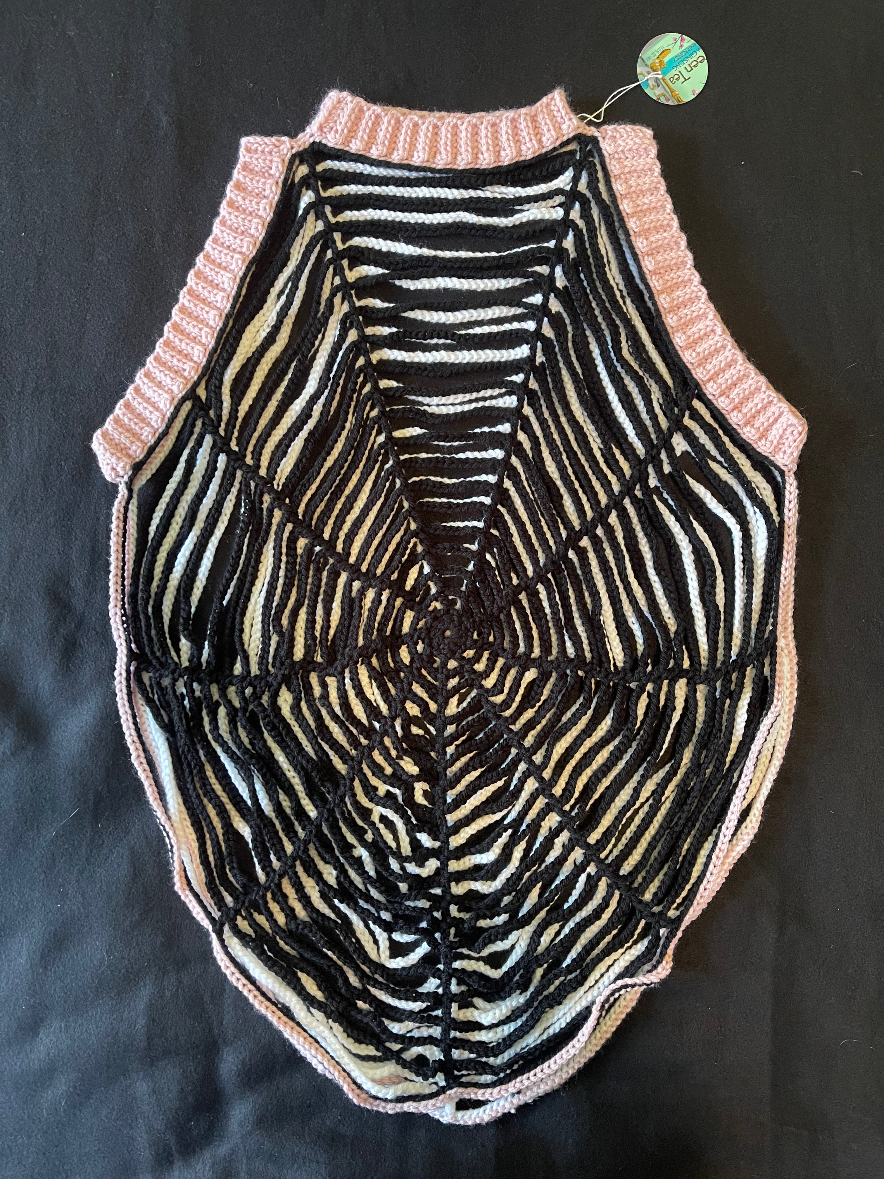 Baby Pink/Blk/Wht Spiderweb Sweater (Sleeveless)