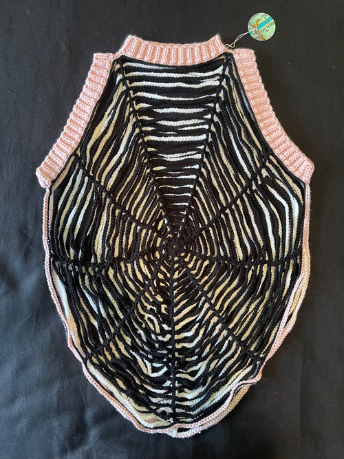 Baby Pink/Blk/Wht Spiderweb Sweater (Sleeveless)