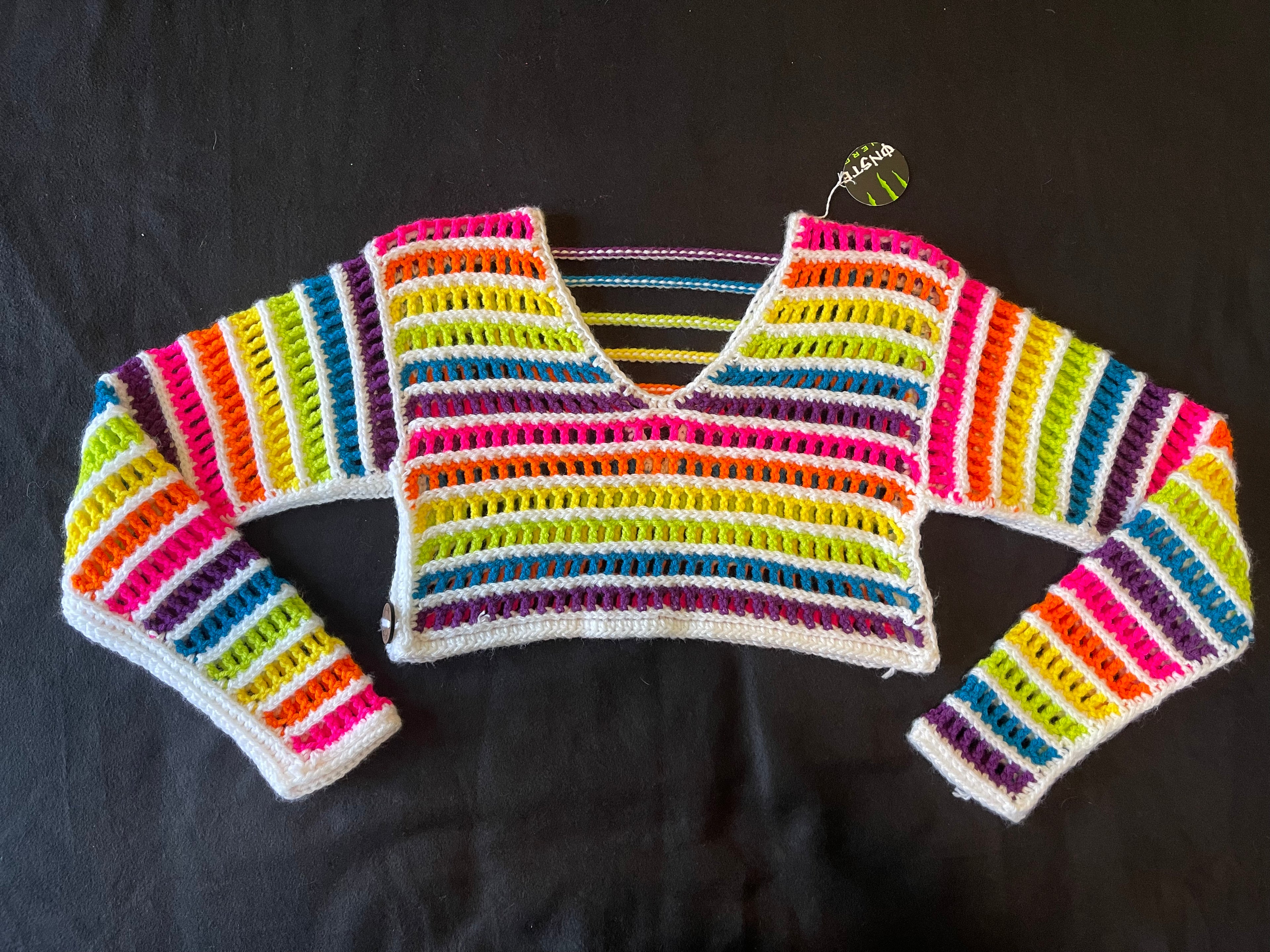 Neon Rainbow/White Crop Sweater